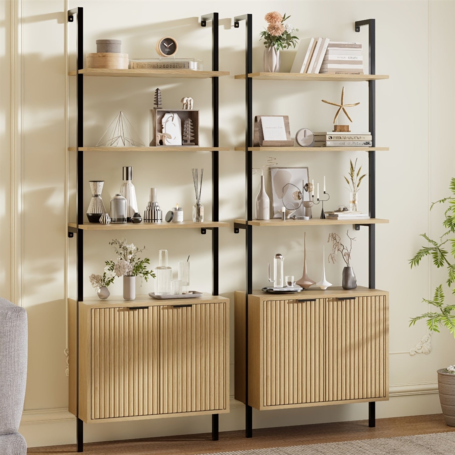 Modern Fluted Ladder Shelf 71\