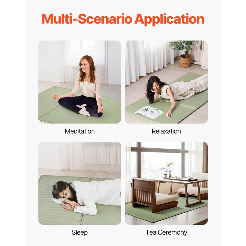 Japanese Tatami Mat, Foldable Japanese Tatami Mattress 2108 X 990mm (natural Rush Grass), Floor Mattress with Non-Slip Backing, Futon Mattress for Sleeping and Meditating