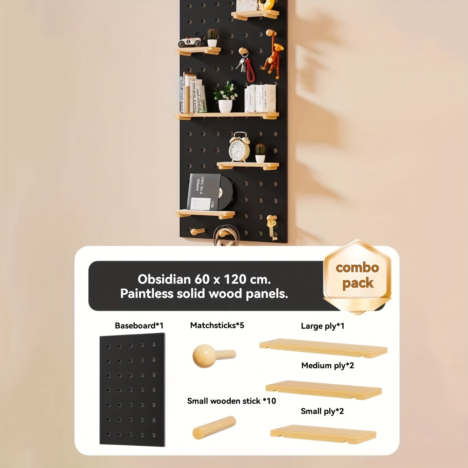 Wall Mounted Storage Rack with Solid Wood Pegboard And Integrated Coat Hooks Wall Mounted Storage Unit for Home Living Room Or Bedroom Display Wooden Tabletop Wall Mounted Desk Storage Entryway Storage Wall Mounted, Floating Shelves
