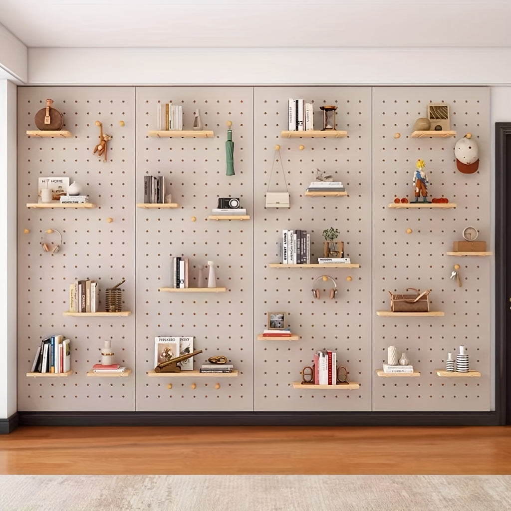 Solid Wood Hole Board Entryway Entrance Wall Shelves Hanging Board Hooks Additions Partition Wall Display Organizers