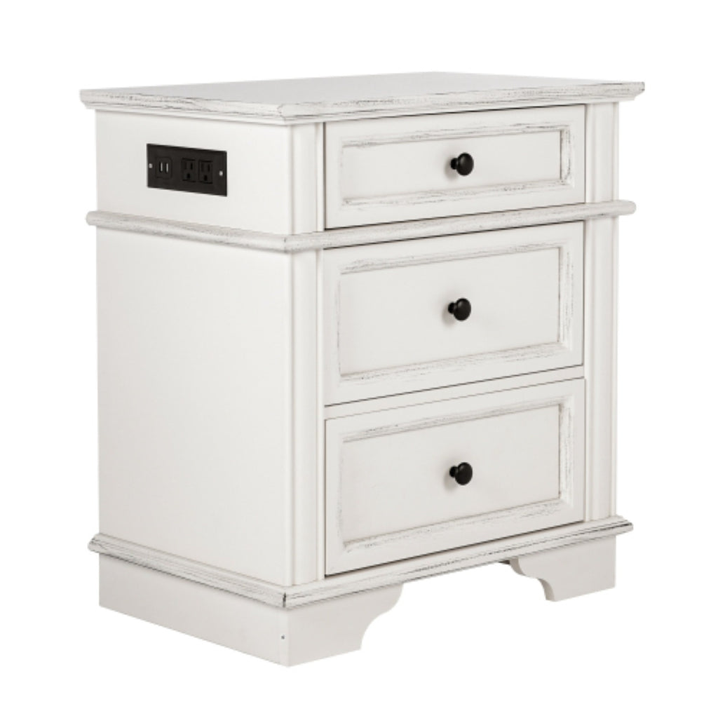 Nightstand End Table Side Table with 3 Drawers Bedside Table for Bedroom White