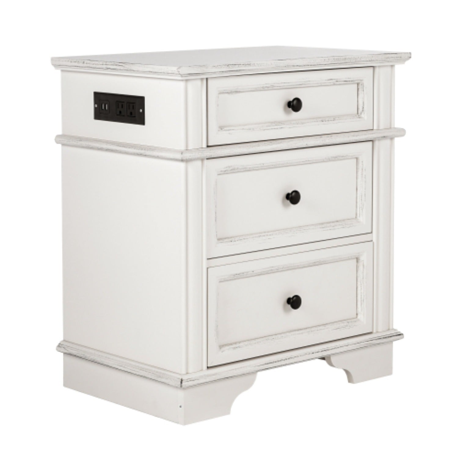 Nightstand End Table Side Table with 3 Drawers Bedside Table for Bedroom White