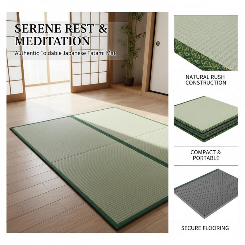 Japanese Tatami Mat, Foldable Japanese Tatami Mattress 2108 X 990mm (natural Rush Grass), Floor Mattress with Non-Slip Backing, Futon Mattress for Sleeping and Meditating