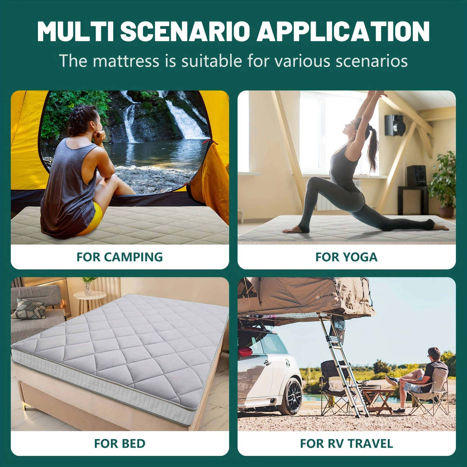 LILYPELLE Foldable Twin Mattress, Portable Japanese Futon Floor Mattress, Tatami Sleeping Mat for Adults, Roll Up Guest Camping Mattress
