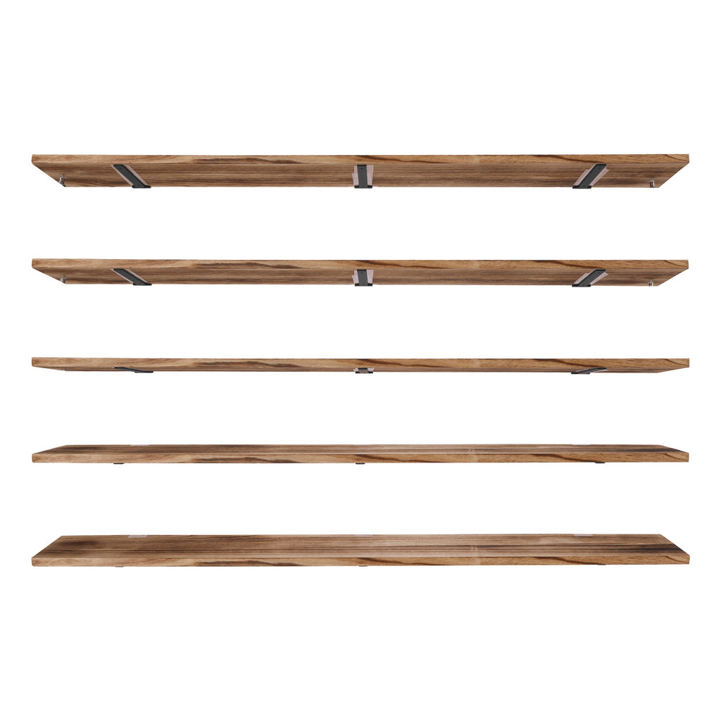 5 Tier Rustic Bookcase Long Shelves 72X11.81Inch Adjustable Display Bookshelf with Metal Bracket for Living Room Kitchen Bathroom Home Storage, Floating Shelves