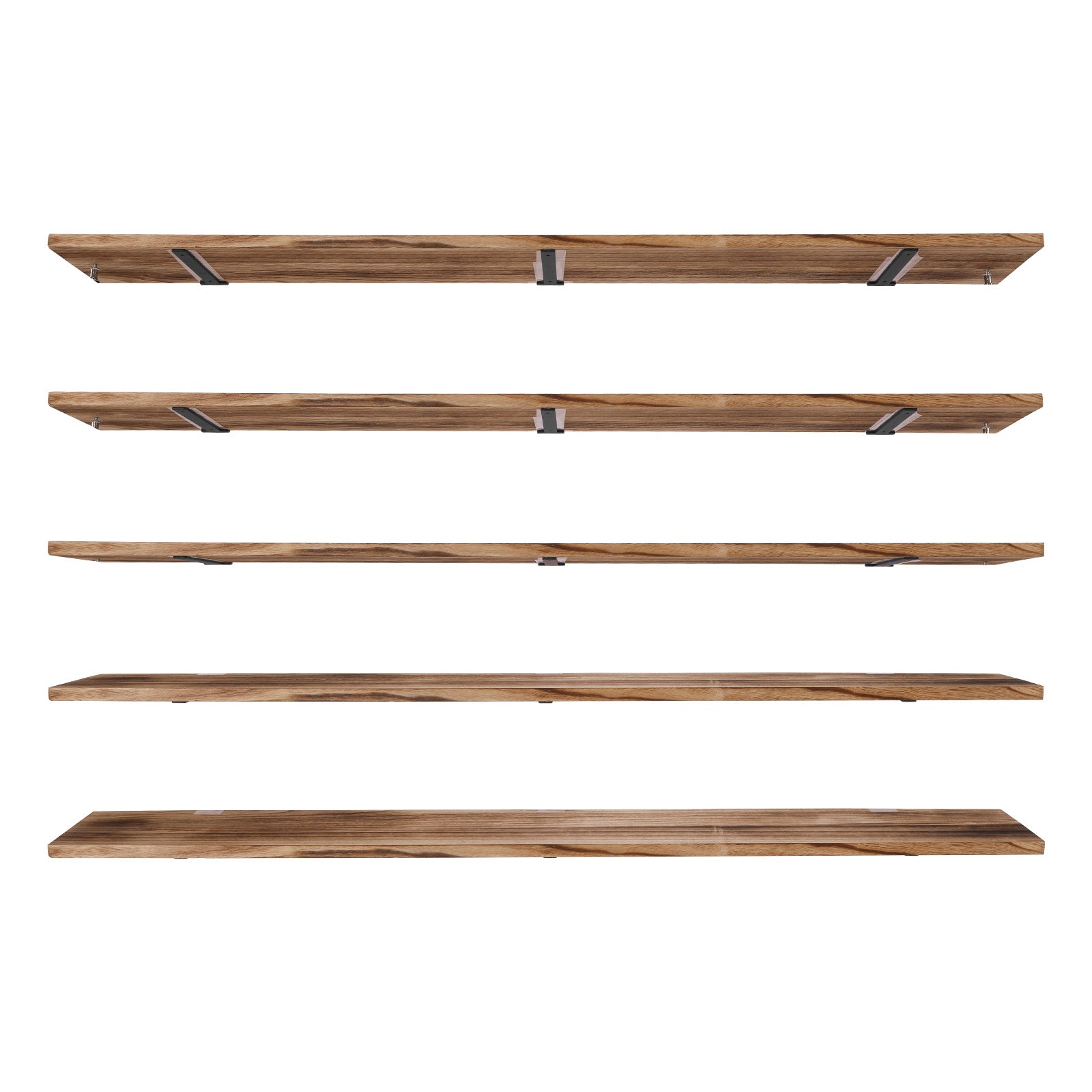 5 Tier Rustic Bookcase Long Shelves 72X11.81Inch Adjustable Display Bookshelf with Metal Bracket for Living Room Kitchen Bathroom Home Storage, Floating Shelves