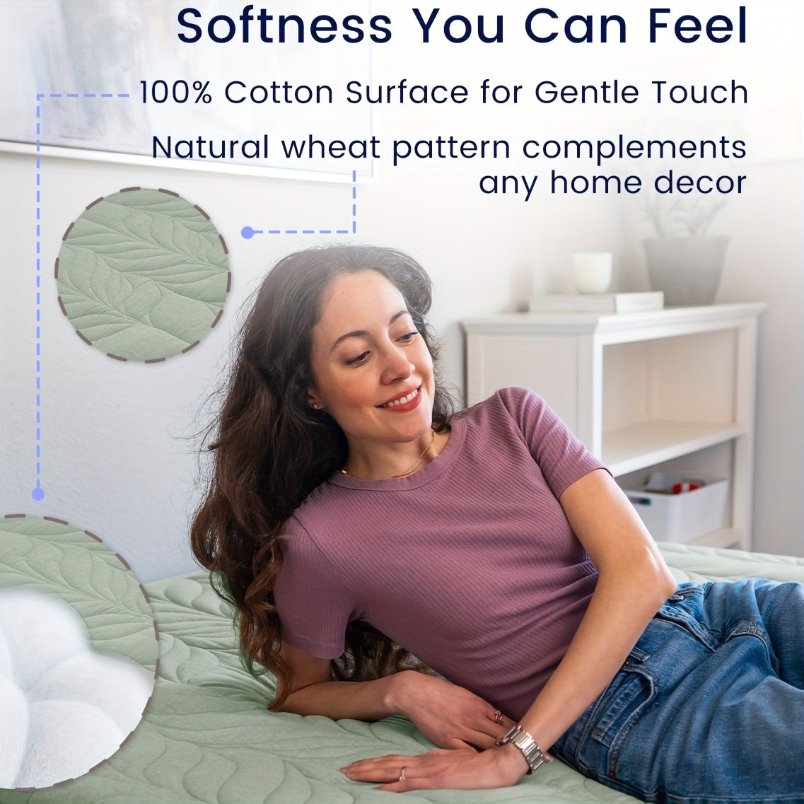 Zonli Japanese-Style Floor Futon Mattress in Twin Size, Featuring a Thick Roll-Up Tatami Mat with a Washable Cover Made of 100% Cotton. This Portable And Foldable Mattress Is Ideal for Sleeping, Suitable for Adults And Dormitories, in a Green Color