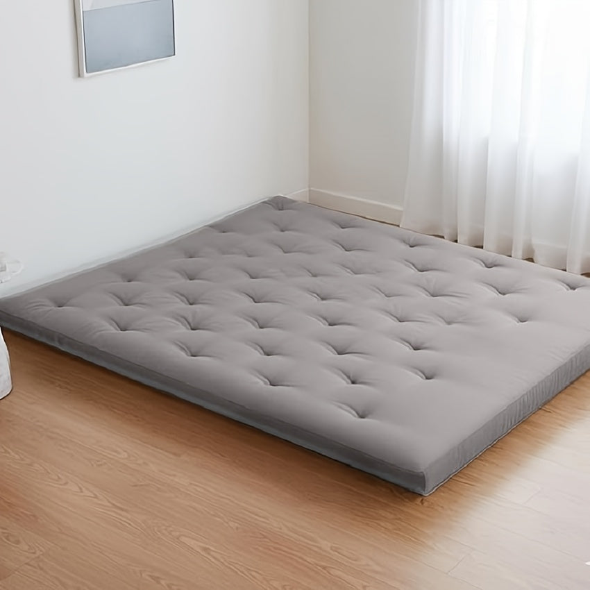 Zonli Japanese Floor Futon Mattress in Full Size, Featuring a 4-Inch Thick Roll-Up Tatami Mat with a Washable Cover Made of 100% Cotton. This Portable And Foldable Floor Bed Mattress Is Suitable for Sleeping, Ideal for Dormitories