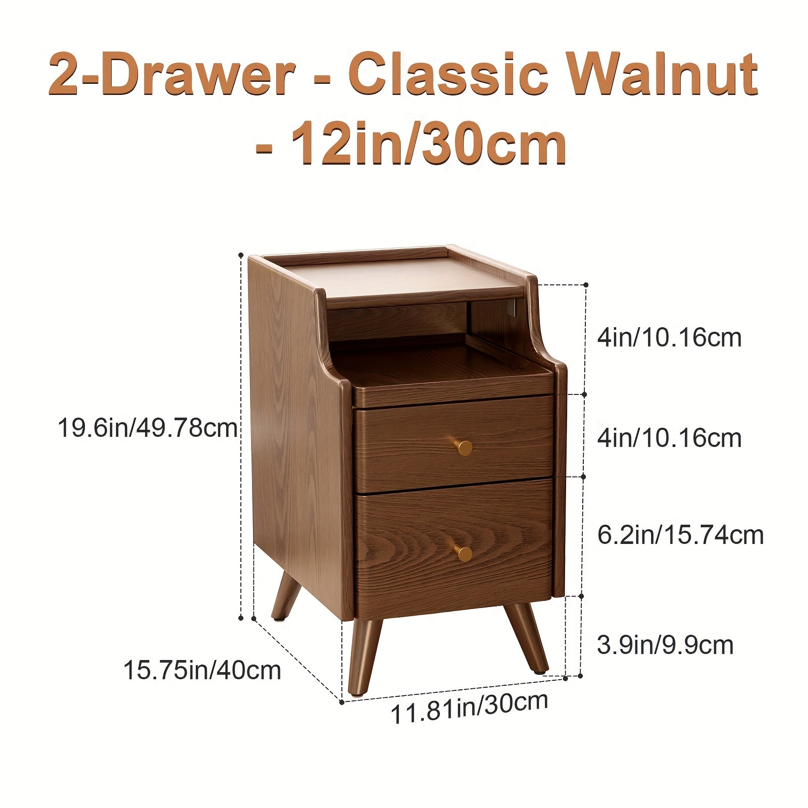 Furniture, Bedroom and Living Room Furniture, 8\u002F12\u002F16 Inch Wide Ultra-Narrow Small Solid Wood Nightstand, Walnut Bedside Table, Space-Saving Design, Suitable for Bedroom, Christmas Gift Black Friday Item Free Shipping