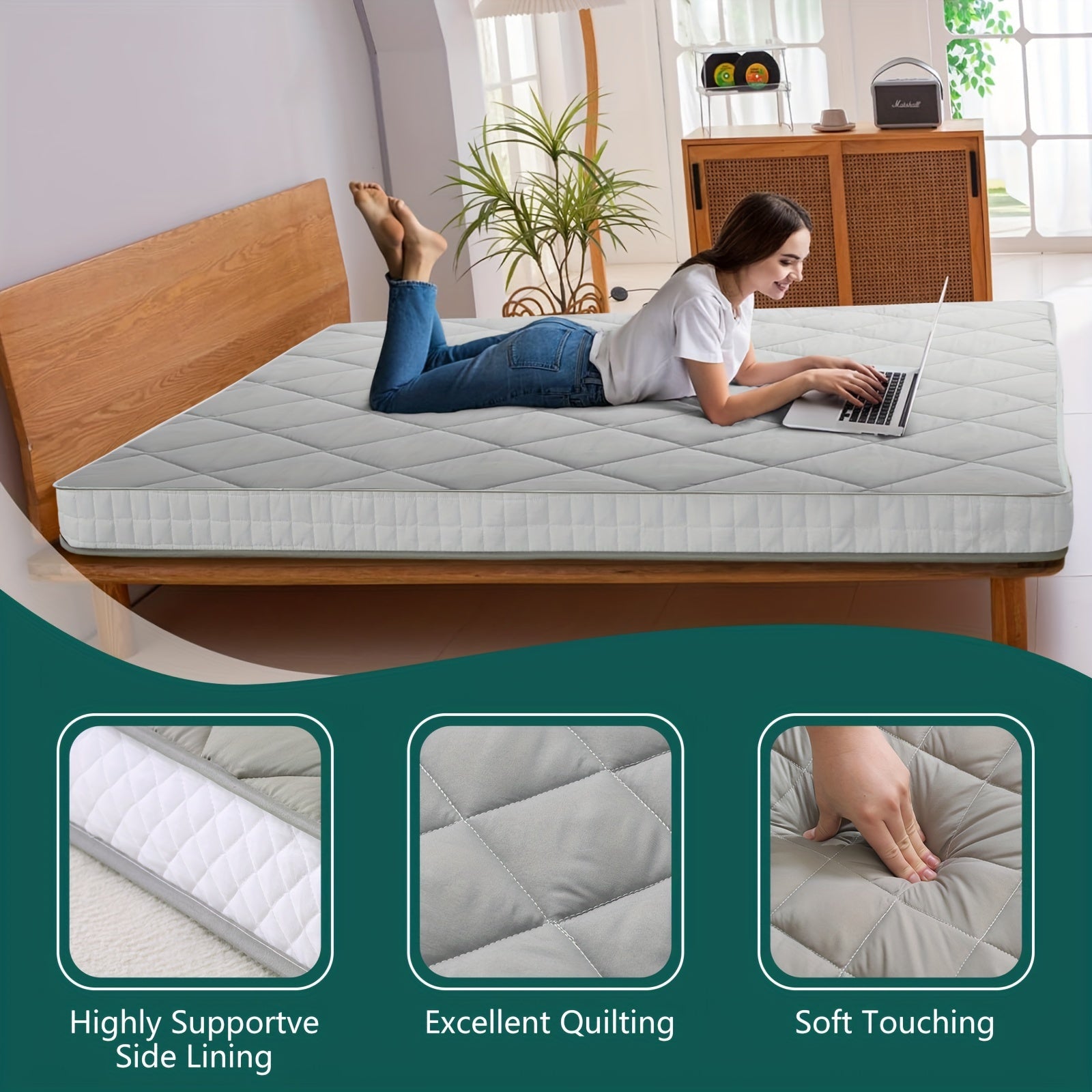 LILYPELLE Foldable Twin Mattress, Portable Japanese Futon Floor Mattress, Tatami Sleeping Mat for Adults, Roll Up Guest Camping Mattress