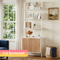 Freestanding Ladder Bookshelf with Doors, 74\