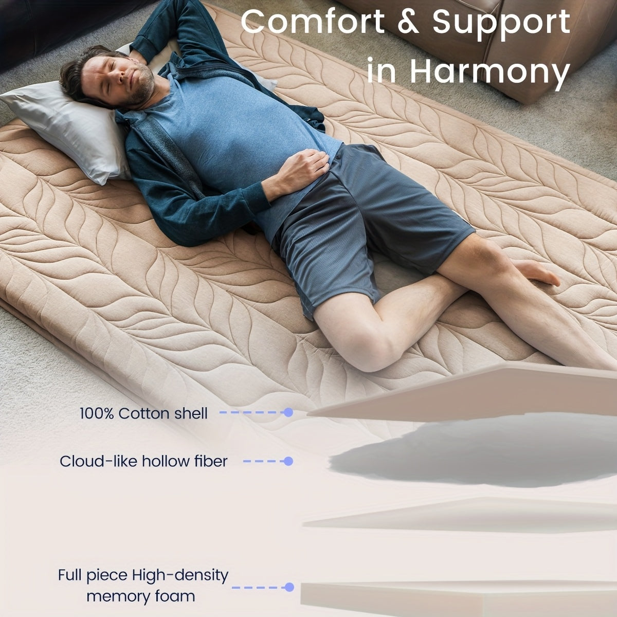 Zonli Japanese-Style Floor Futon Mattress in Twin Size, Featuring a Thick Roll-Up Tatami Mat with a Washable Cover Made of 100% Cotton. This Portable And Foldable Mattress Is Ideal for Sleeping, Suitable for Adults And Dormitories, in a Green Color