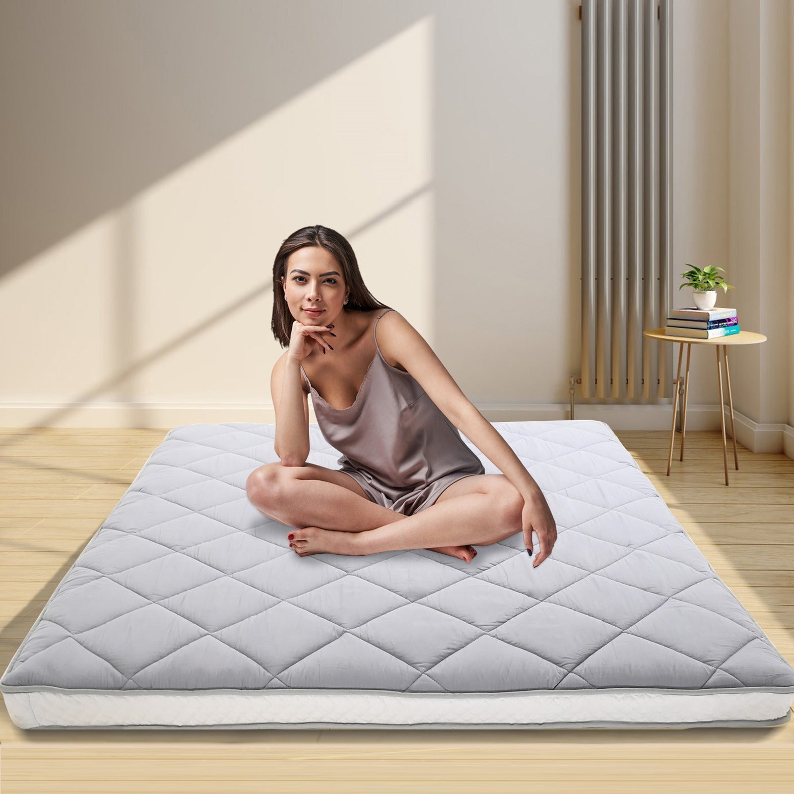 Japanese Floor Mattress, Queen\u002F Full\u002F Twin Size Japanese Futon Mattress Foldable Mattress, Roll Up Mattress Tatami Mat, Thick Folding Sleeping Pad Breathable Floor Lounger Guest Bed