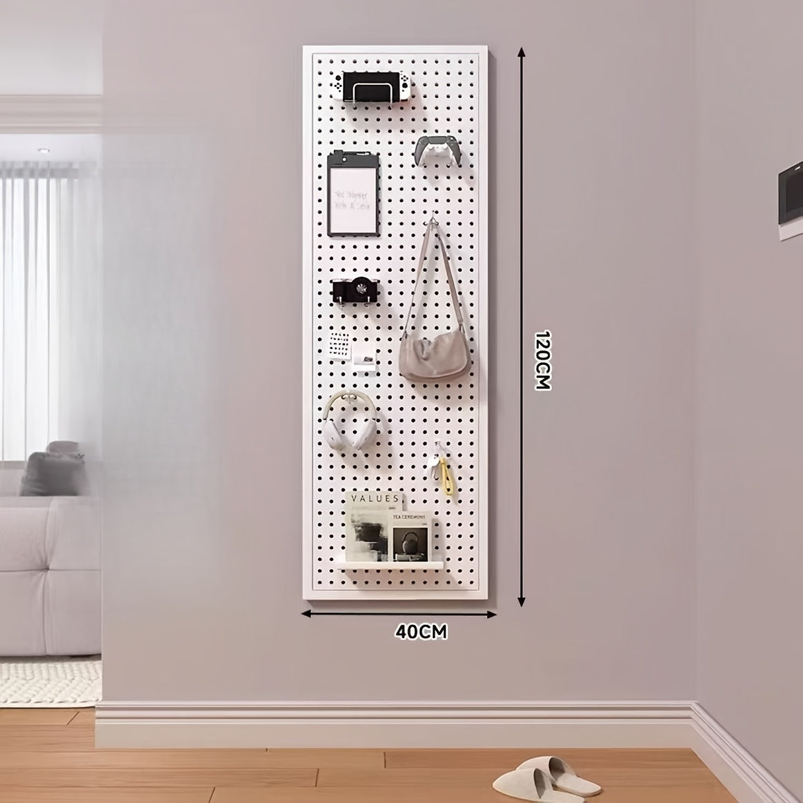 Solid Wood Hole Board Entryway Entrance Wall Shelves Hanging Board Hooks Additions Partition Wall Display Organizers