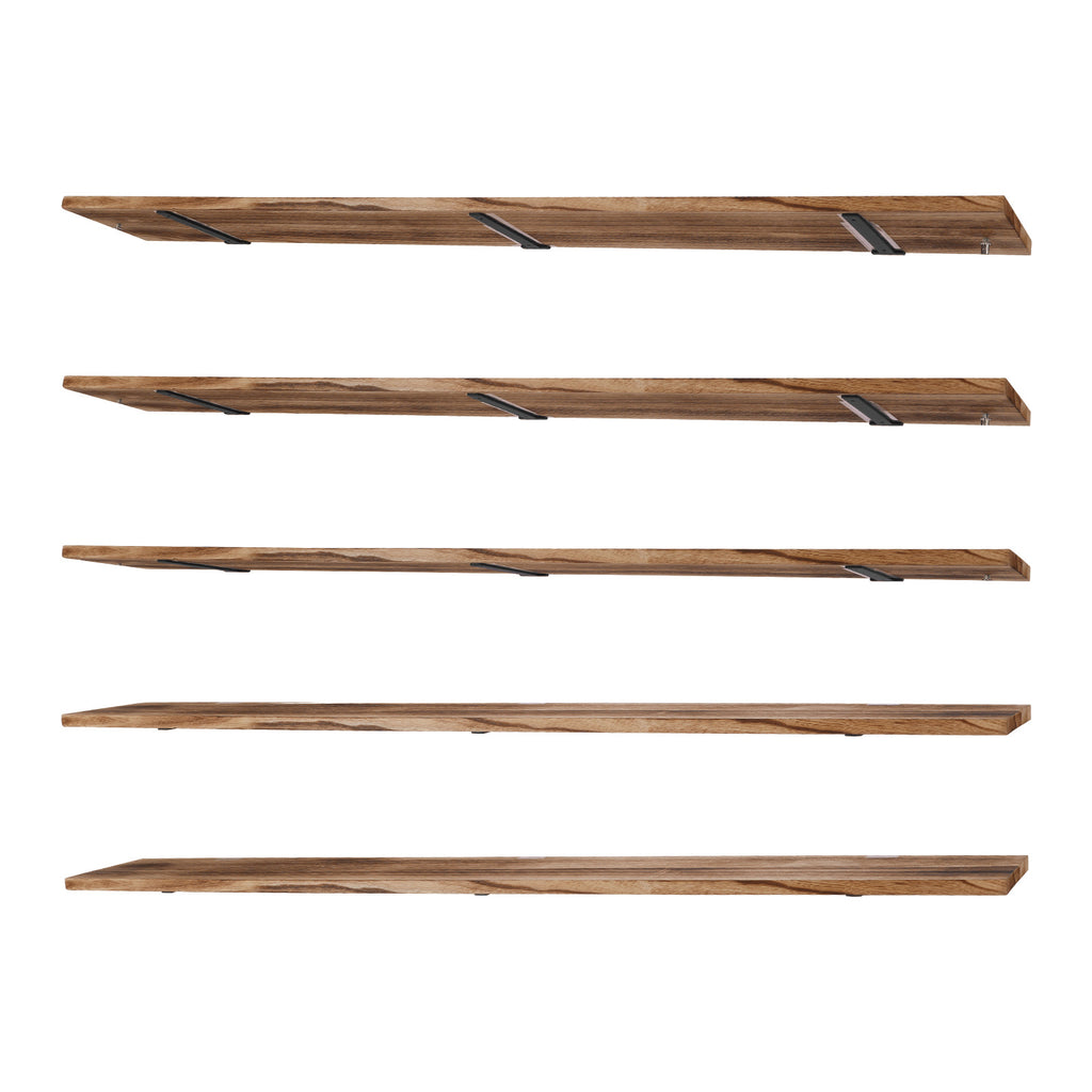 5 Tier Rustic Bookcase Long Shelves 72X11.81Inch Adjustable Display Bookshelf with Metal Bracket for Living Room Kitchen Bathroom Home Storage, Floating Shelves