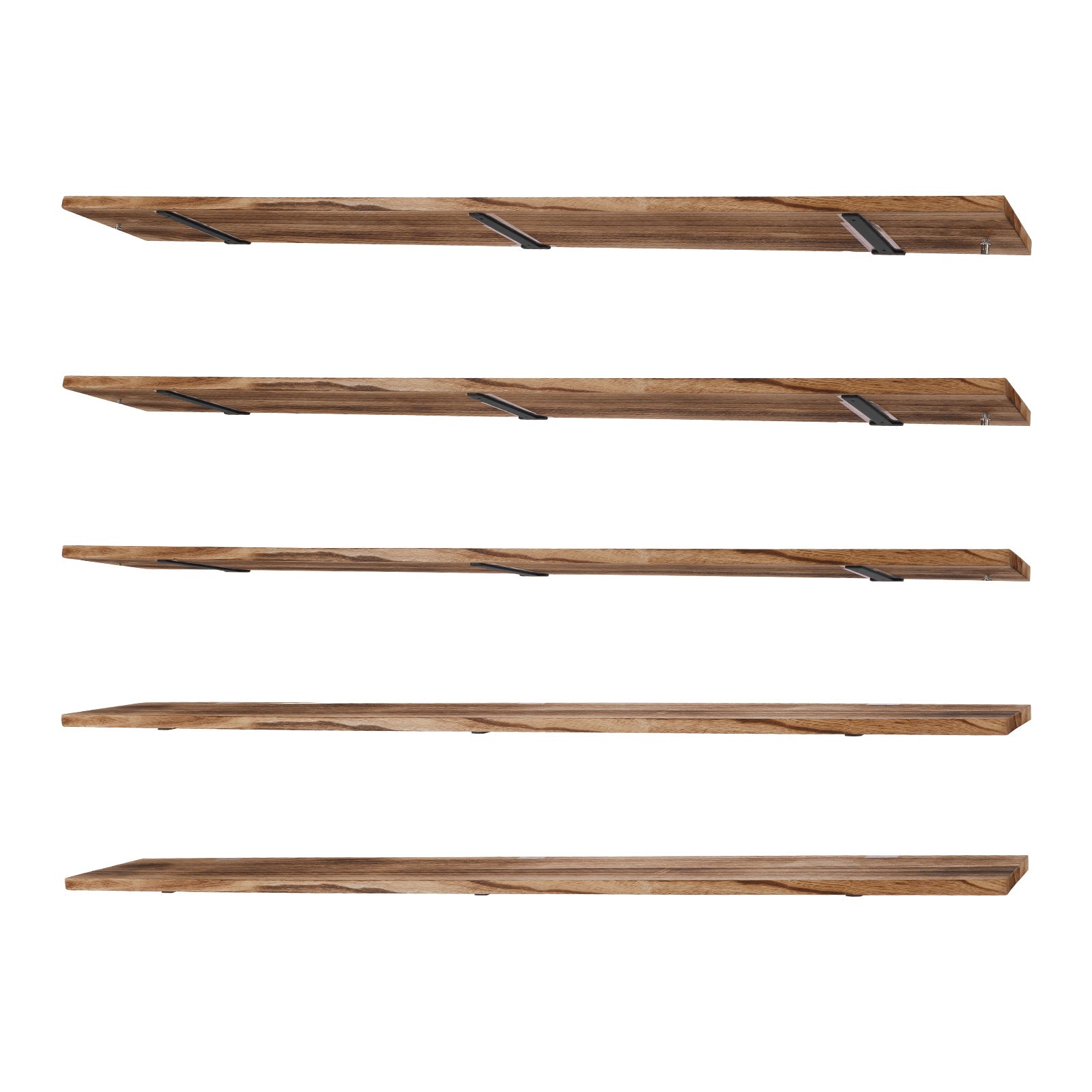 5 Tier Rustic Bookcase Long Shelves 72X11.81Inch Adjustable Display Bookshelf with Metal Bracket for Living Room Kitchen Bathroom Home Storage, Floating Shelves