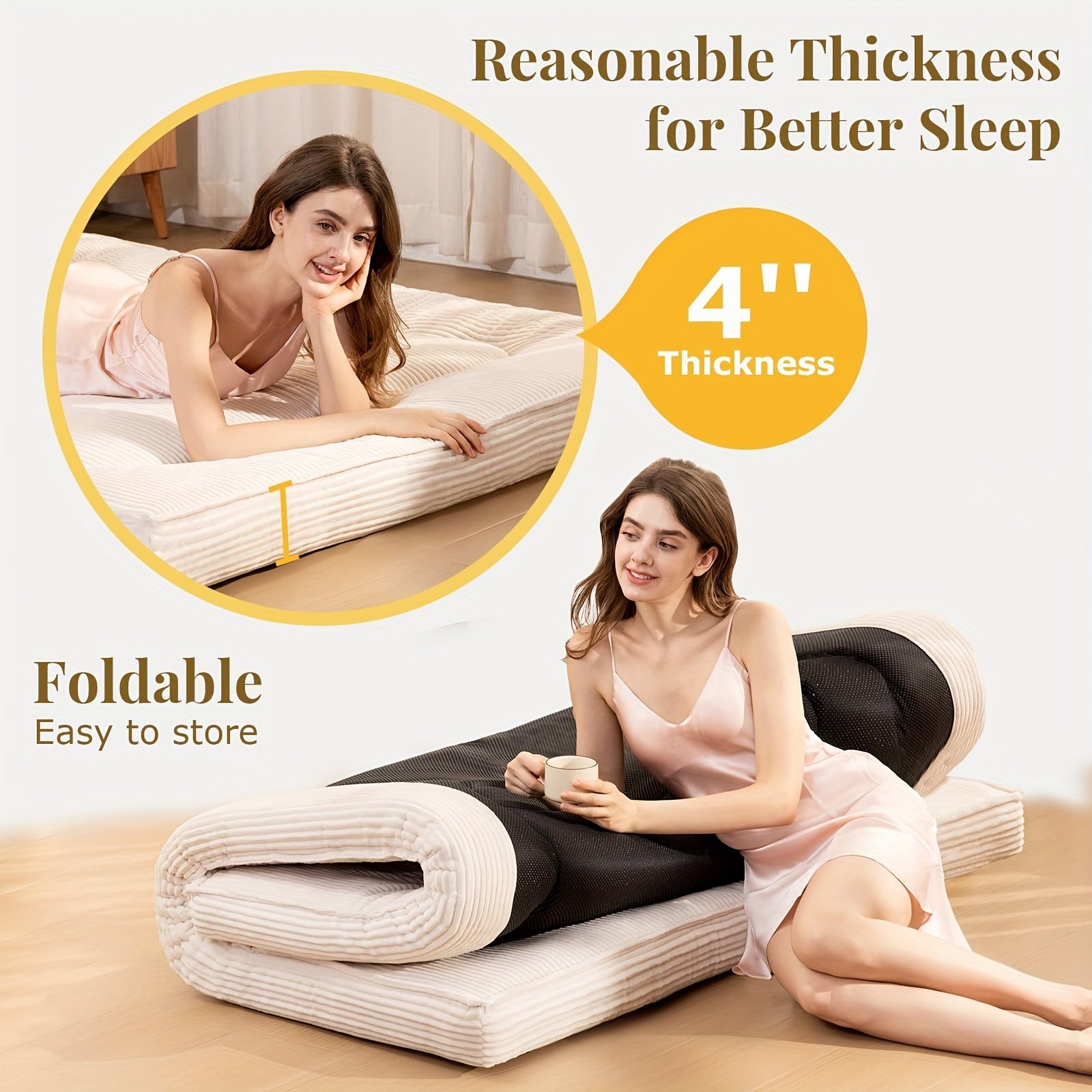 Foldable Japanese Tatami Floor Mattress Futon Bed - 4\