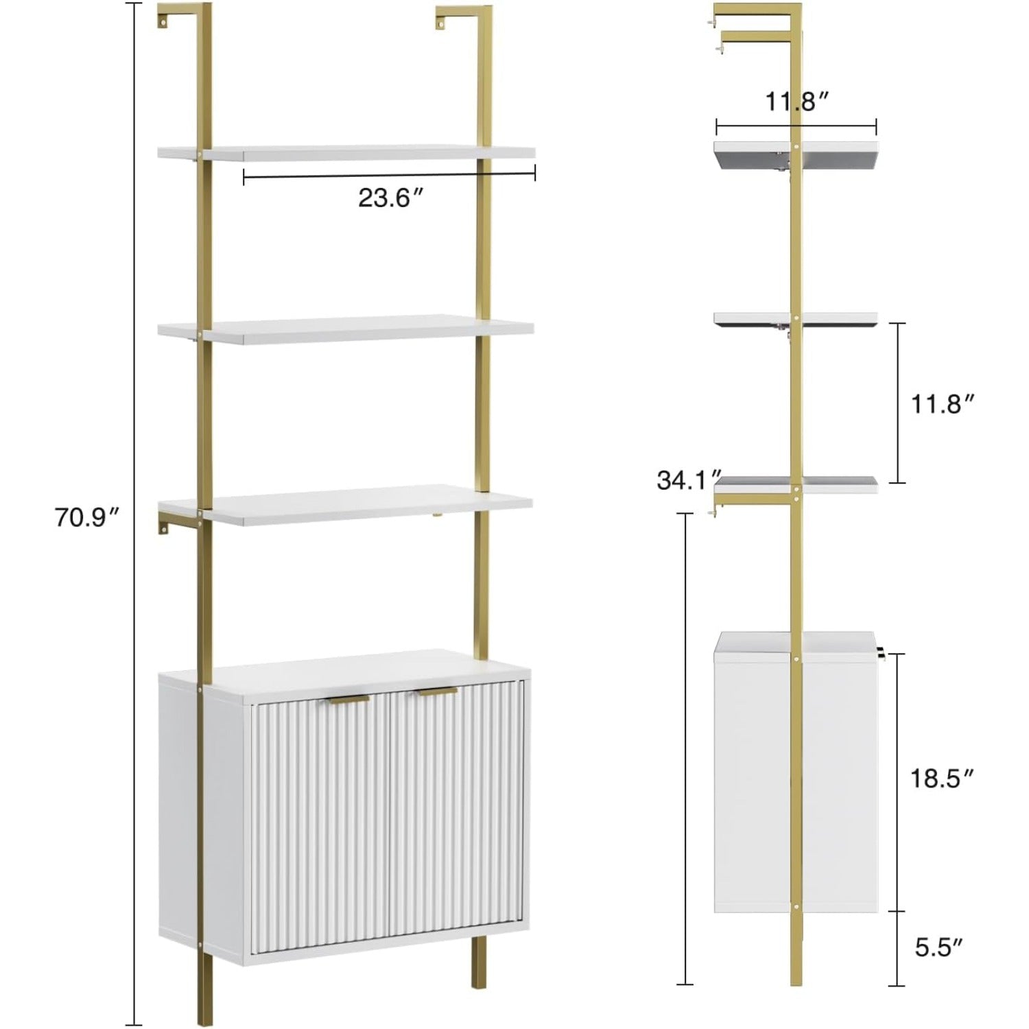 Modern Fluted Ladder Shelf 71\