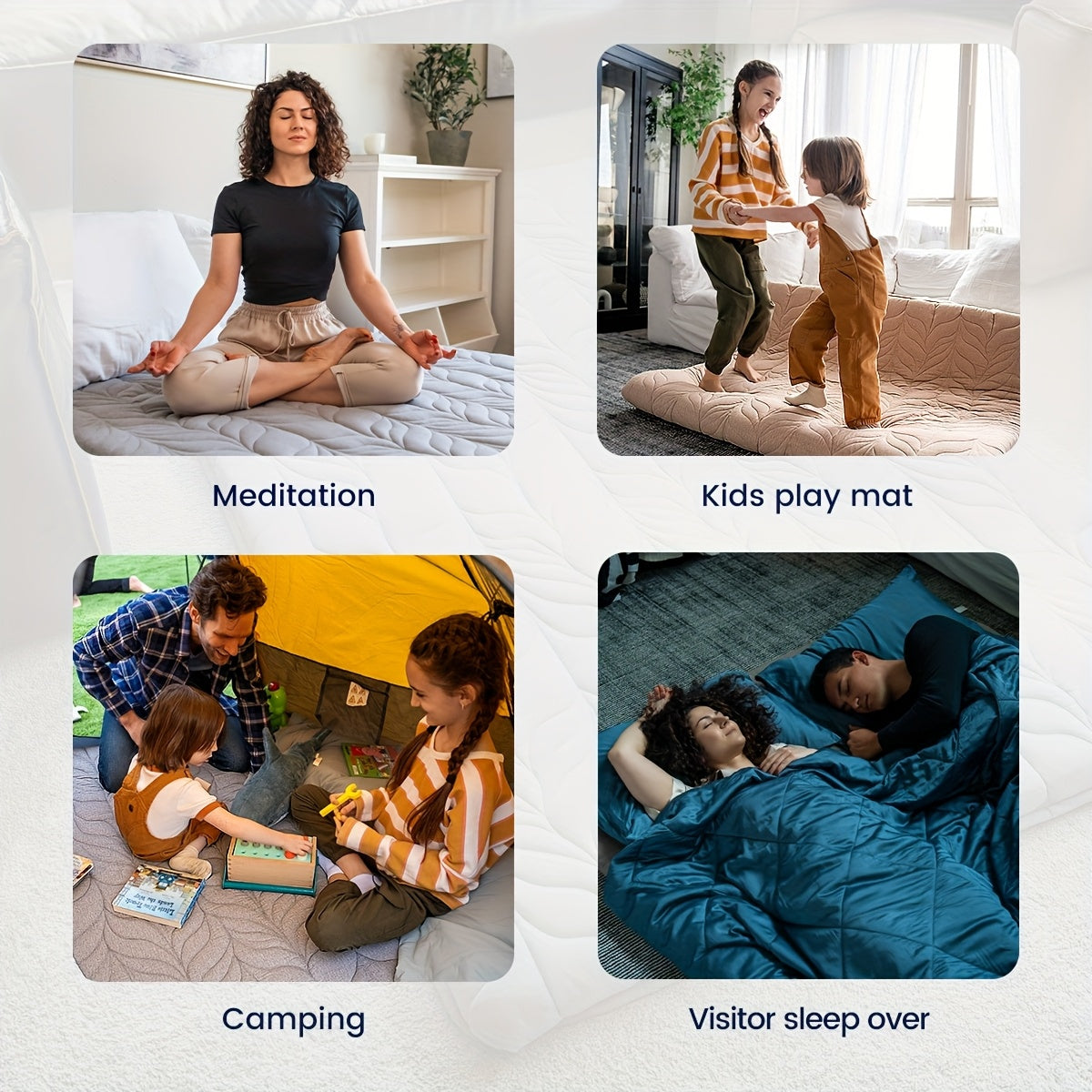 Zonli Japanese Floor Futon Mattress in Full Size, Featuring a 4-Inch Thick Roll-Up Tatami Mat with a Washable Cover Made of 100% Cotton. This Portable And Foldable Floor Bed Mattress Is Suitable for Sleeping, Ideal for Dormitories