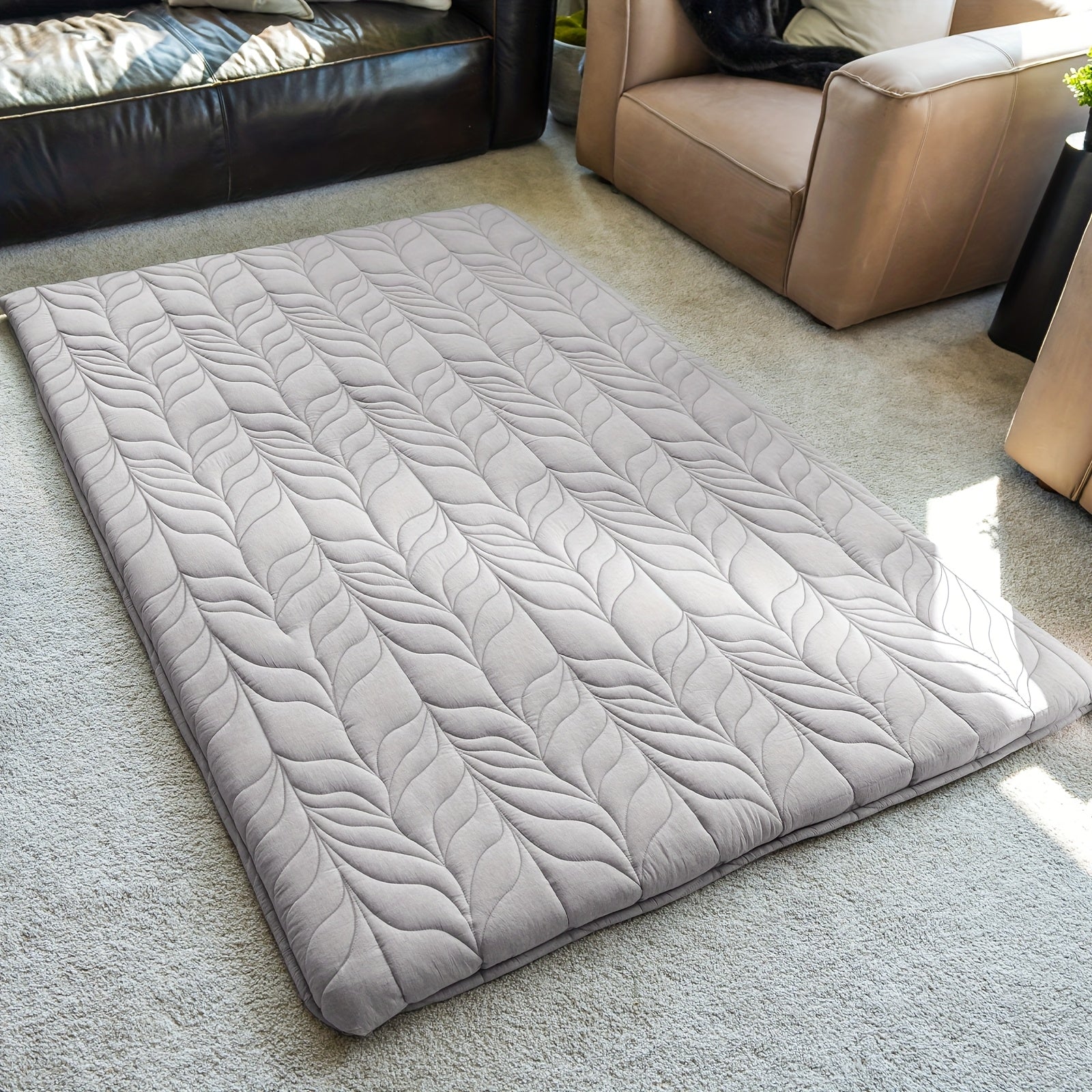 Zonli Japanese Floor Futon Mattress in Full Size, Featuring a 4-Inch Thick Roll-Up Tatami Mat with a Washable Cover Made of 100% Cotton. This Portable And Foldable Floor Bed Mattress Is Suitable for Sleeping, Ideal for Dormitories