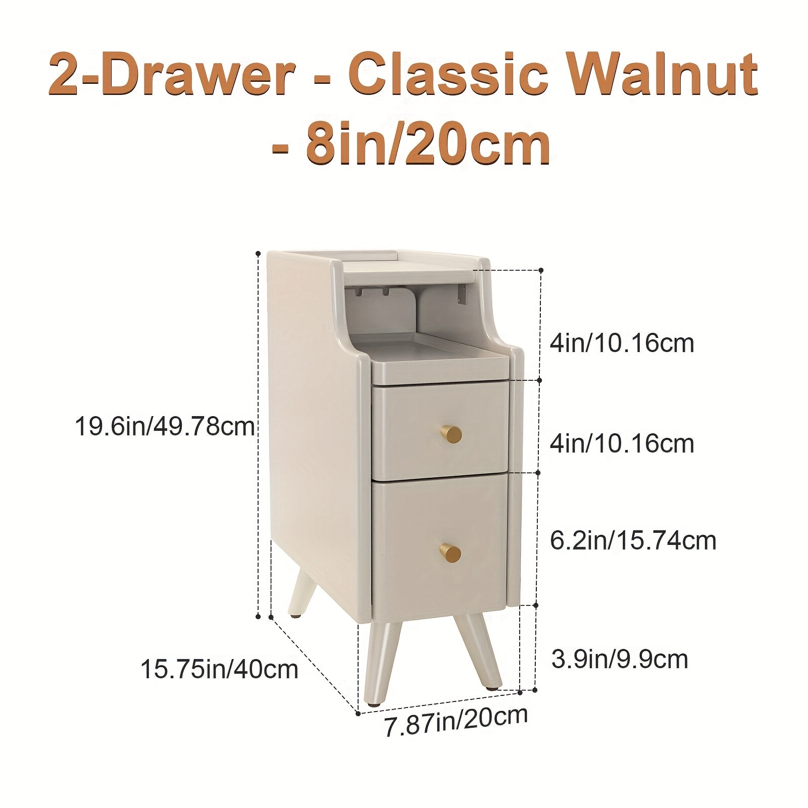 Furniture, Bedroom and Living Room Furniture, 8\u002F12\u002F16 Inch Wide Ultra-Narrow Small Solid Wood Nightstand, Walnut Bedside Table, Space-Saving Design, Suitable for Bedroom, Christmas Gift Black Friday Item Free Shipping