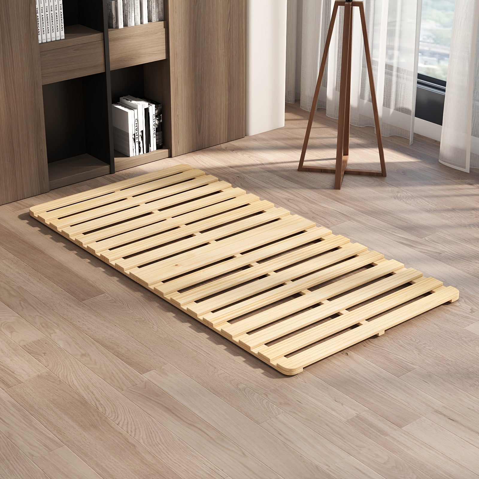 LILYPELLE Japanese Tatami Bed Frame, Foldable Wood Slatted Floor Bed For Futon Mattress, Twin Full Queen King Size