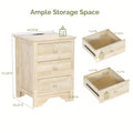 BONNLO Wooden Nightstand with 3 Drawers & Charging Station - DIY Hardwood Bedside Table for Bedroom, 27\