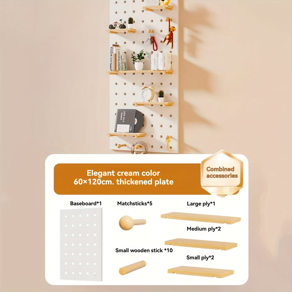 Wall Mounted Storage Rack with Solid Wood Pegboard And Integrated Coat Hooks Wall Mounted Storage Unit for Home Living Room Or Bedroom Display Wooden Tabletop Wall Mounted Desk Storage Entryway Storage Wall Mounted, Floating Shelves