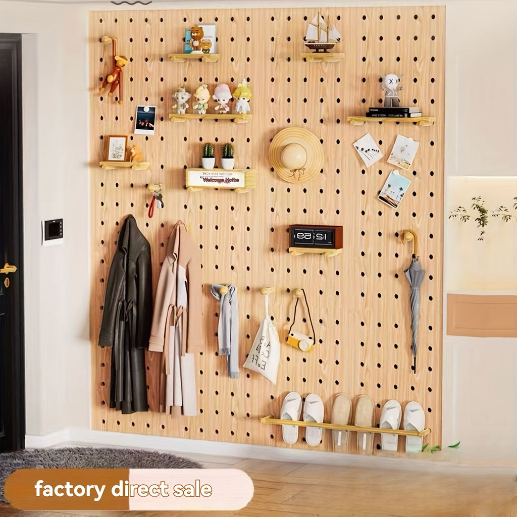 Wall Mounted Storage Rack with Solid Wood Pegboard And Integrated Coat Hooks Wall Mounted Storage Unit for Home Living Room Or Bedroom Display Wooden Tabletop Wall Mounted Desk Storage Entryway Storage Wall Mounted, Floating Shelves